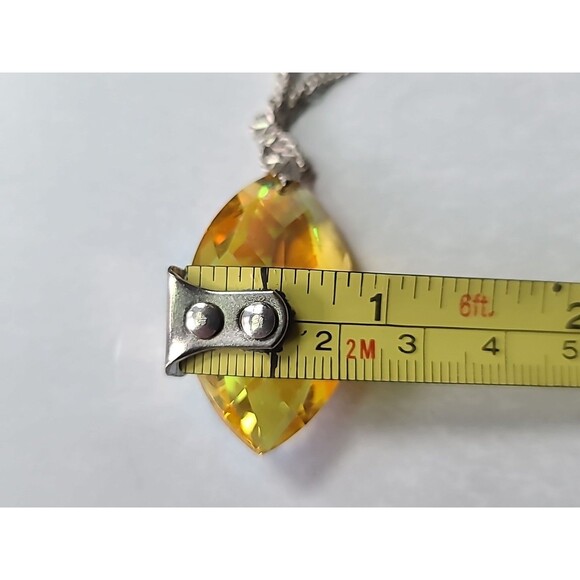 925 Sterling Silver Faceted Crystal Pendant Necklace Vintage Made In Mexico - Picture 8 of 10